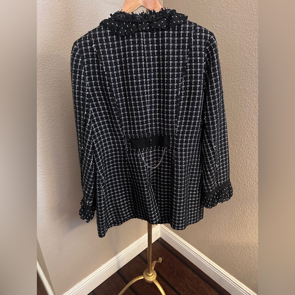 White House Black Market Black and White Checkered Blazer Size 14 - Picture 10 of 12